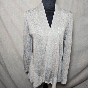 Eileen Fisher Cardigan Sweater Long Sleeve Heather Gray Sz Small Minimalist